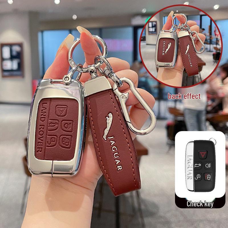 Jaguar XFL/XEL/F-Pace/XJL/F-Type/E-Pace High-End Leather Metal Key Case for Men & Women