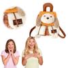 Plush Puppy Flap Backpack Drawstring Casual Grid Pattern Backpacks Cartoon Plaid Shoulder Bag Outdoor Travel Date Backpacks