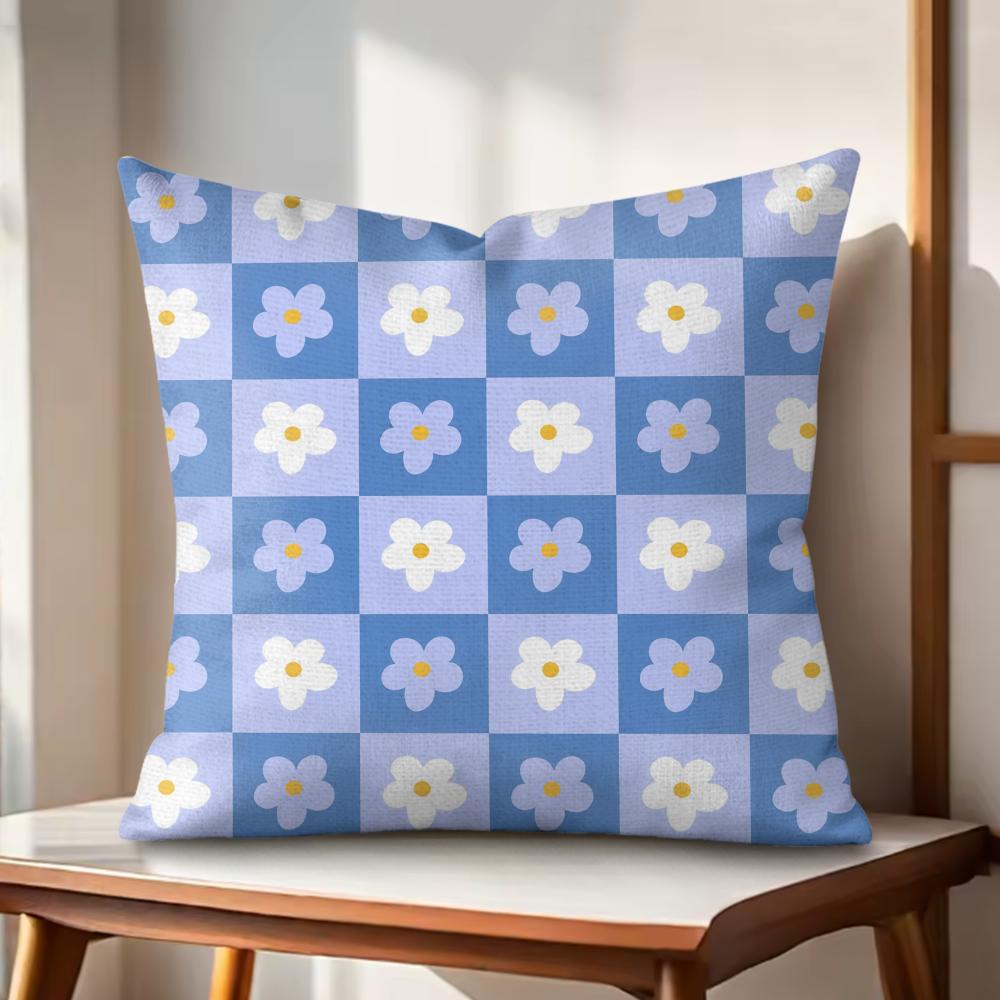 Retro Geometry Floral Cushion Cover Natural Linen Organic Fabric DoubleSided Printing Couch Pillow Covers Home Decor