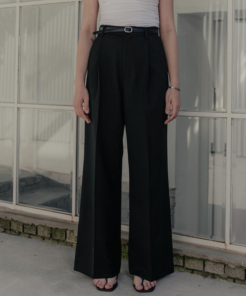 HARDCORE HAPPINESS Classic Single-Pleat Maxi Wide Slacks_Black