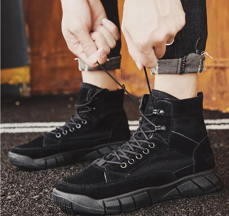 

2025 новые мужские весенне-летние уличные рабочие короткие ботинки, высокие ботинки Мартин, трендовые универсальные повседневные модные ботинки Мартин 44 чёрный