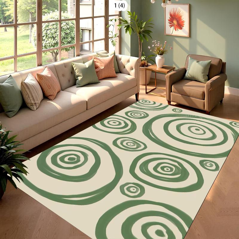 Green Clover Pink Hearts Soft Modern Living Room Area Rug Non Slip Carpet for Home Decor Natural Pattern Fluffy Floor Mat