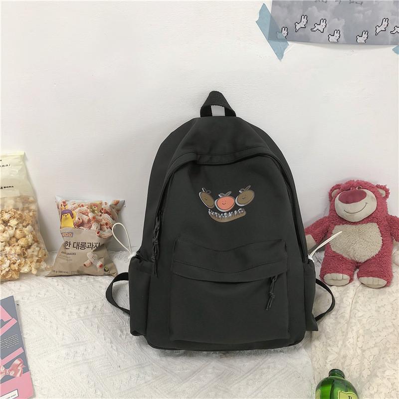 Cute Orange Cartoon Print Student Leisure Backpack For Daily And School Use