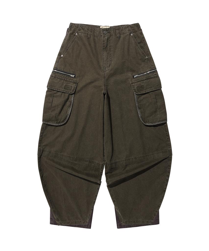 Gicheol Vintage Zip Cargo Balloon Pants (Washed Khaki)