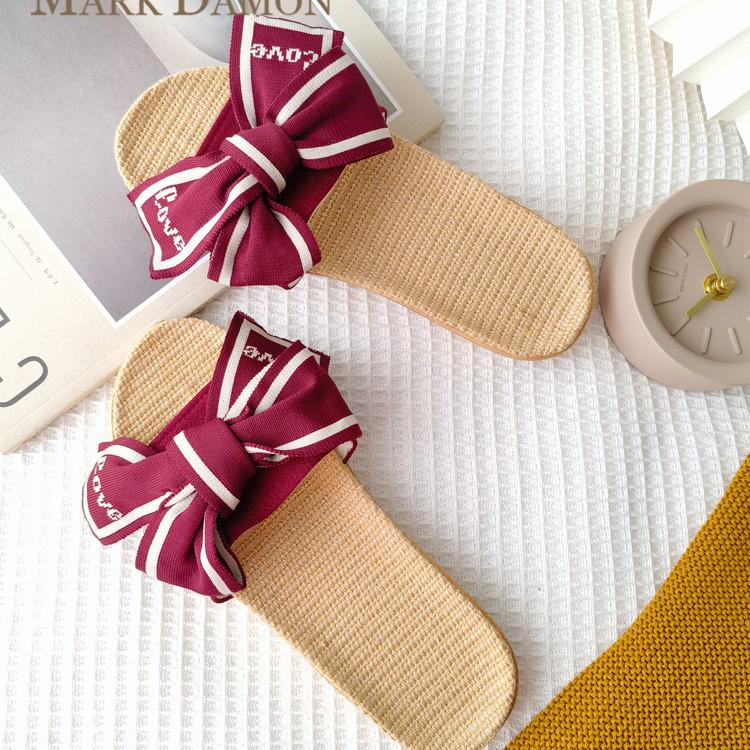 Damen Sommer Leinen Schleife Hausschuhe - Vielseitige Indoor & Outdoor Weichsohle 2025 Edition