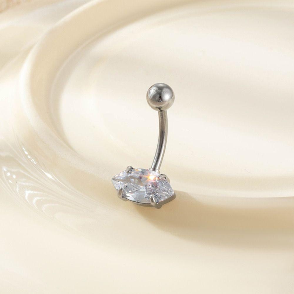 Geometric Navel Piercing Stainless Steel Body Jewelry Elegant Curved Barbell  Daily Wear