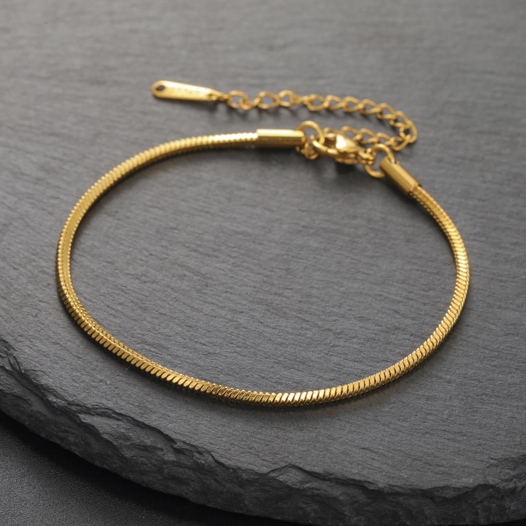 Teamer Stainless Steel Square Snake Chain Bracelet for Men Women Fashion Minimalist Summer Beach Foot Jewelry Gift Wholesale