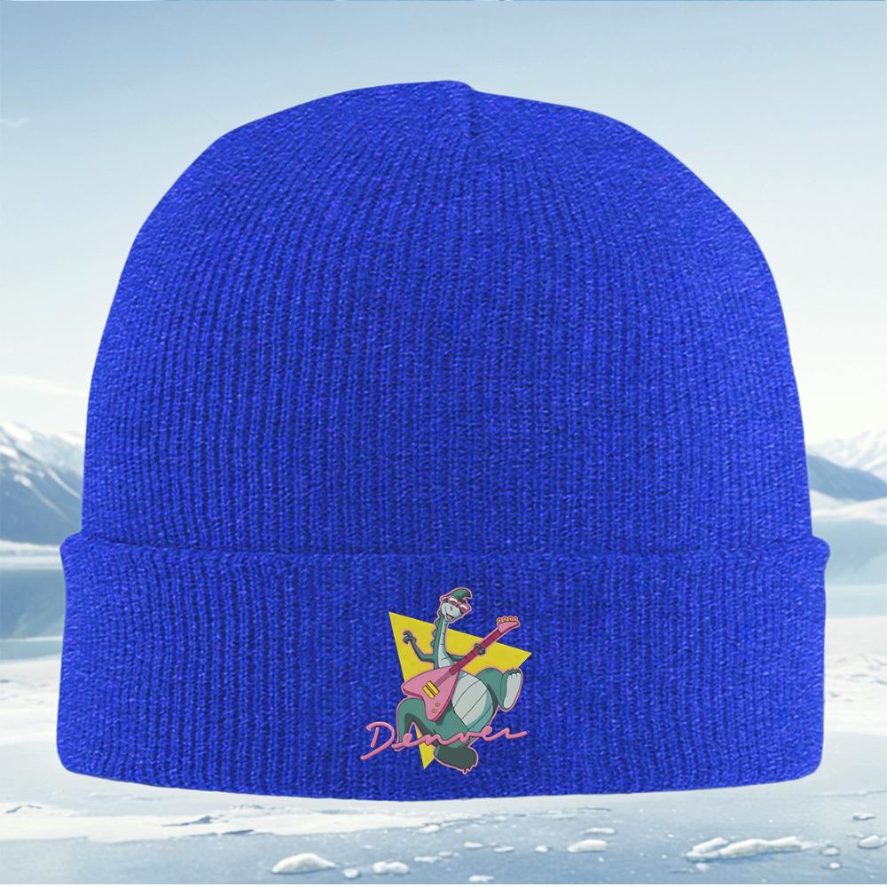 Cool Dinosaur with Pink Guitar and Shades Men Women Unisex Knitted Hat Beanie Pullover Cap Winter Thermal Warm Christmas Outdoor