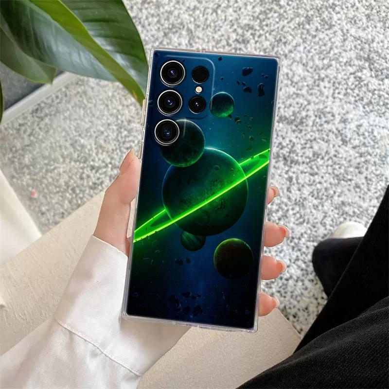 Vesmír Planeta Měsíc Hvězdy Vesmír Průhledný obal Pro Samsung Galaxy S26 S25 S24 S23 Ultra S21 FE S22 Plus S26 Ultra Kryt na telefon