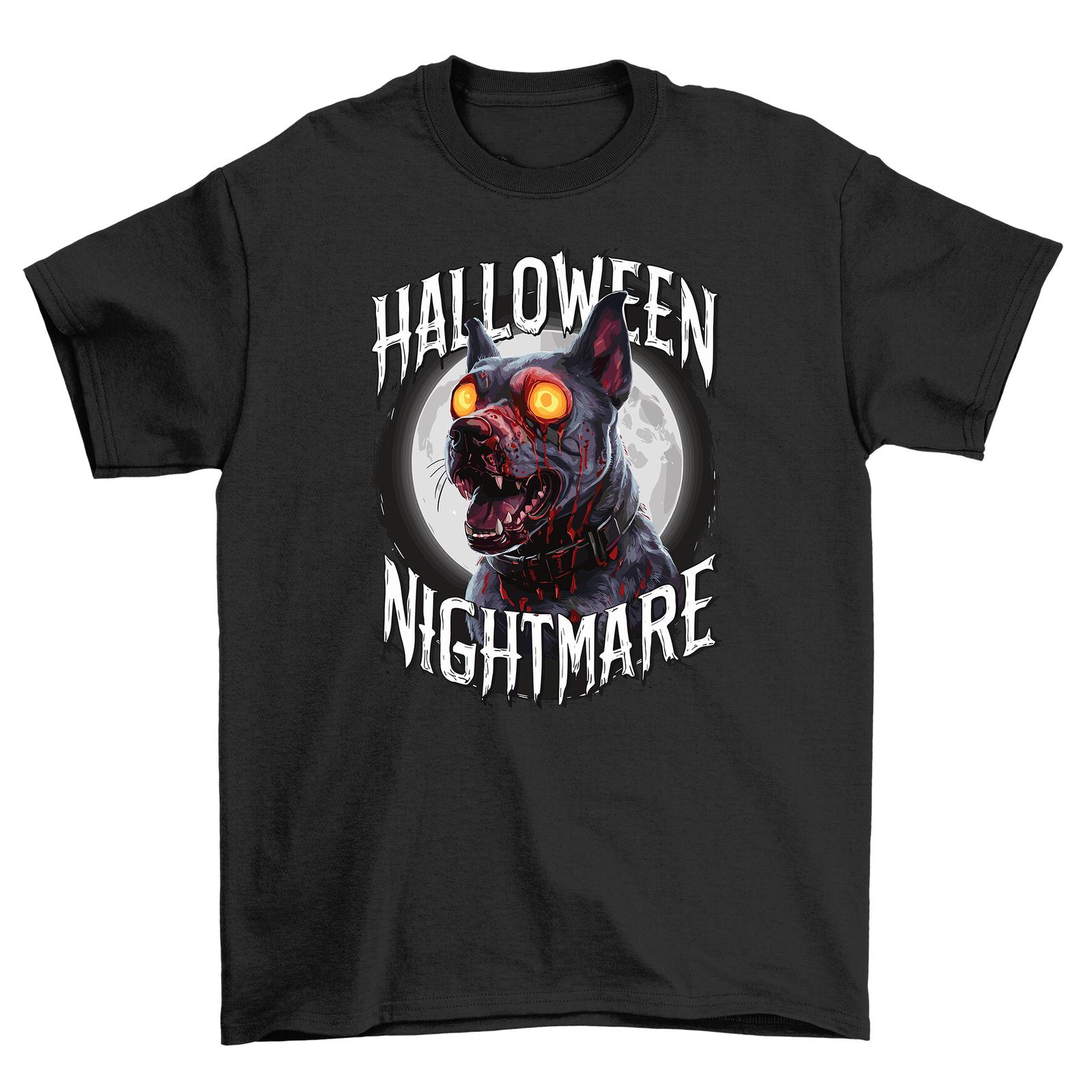 

Halloween_240 Unleashed! Spooky Dog with Red Eyes Funny T-Shirt Mens Womens Tees Top - 100% Cotton, U 4XL