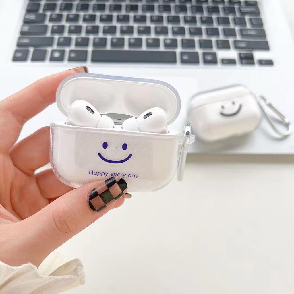 Applicable AirPodsPro1 earphone cover Apple 11th generation cartoon smiley face transparent soft case l Bluetooth earphone cover