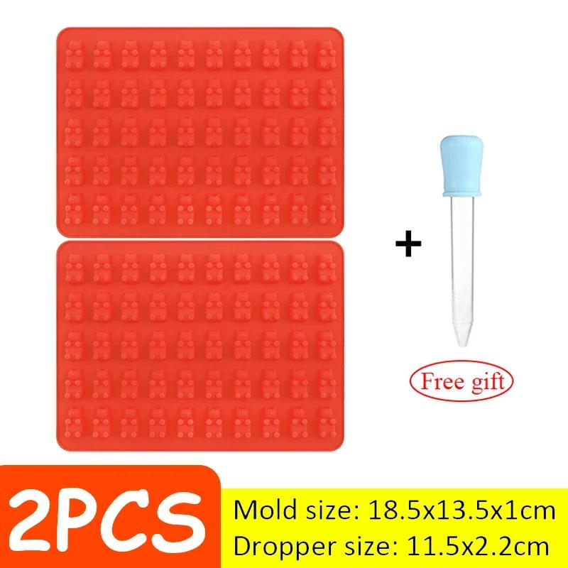 Silicone Mini Gummy Bear Mold DIY Chocolate Jelly Candy Cake Fondant Mould with Dropper Household Making Mold Baking Supplies