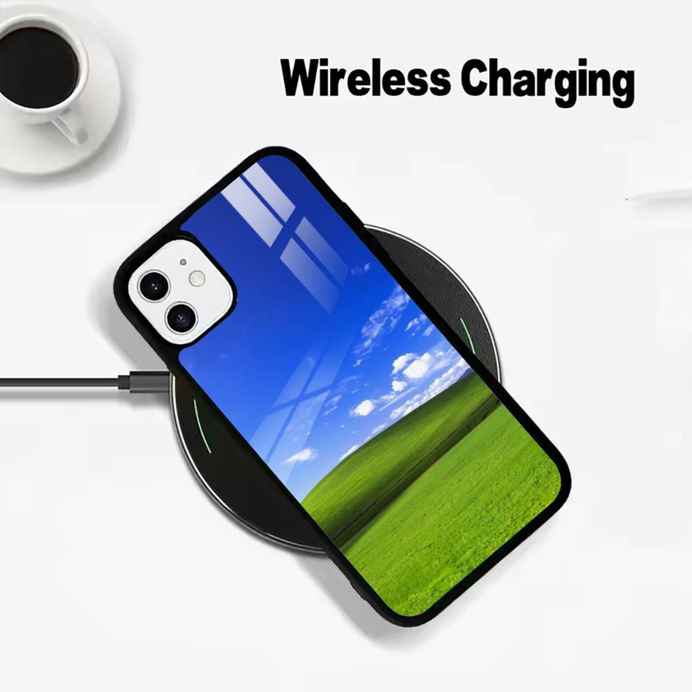 Retro-futurist design- Frutiger Aeroaesthetic- Wireless charging phone case compatible with iPhone 17/16/15/14/13/12/11