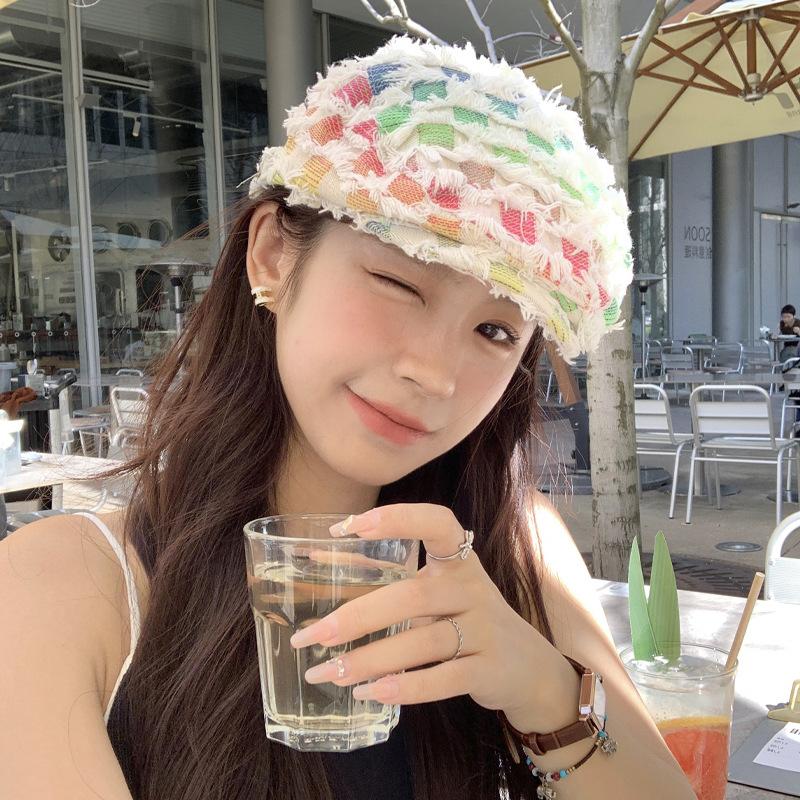 Summer Retro Flower Embroidery Forward Hat Children Go Out To Show Their Faces Small Versatile Fashionable Beret