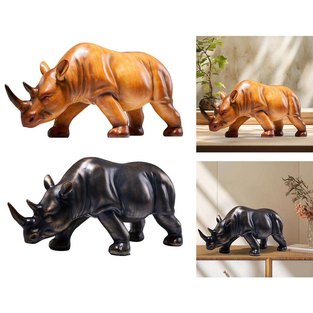 Rhinoceros Sculpture Decorative Modern Accessories Rhinoceros Statue Home Decor for Cabinet Tabletop Living Room Office Hotel