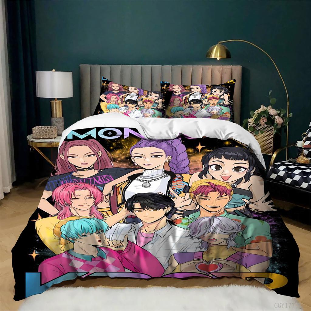 Kpop Bedding Set 3Pcs Soft Comfortable Duvet Cover Set Full Size Light-Weight Quilt Cover For All Season