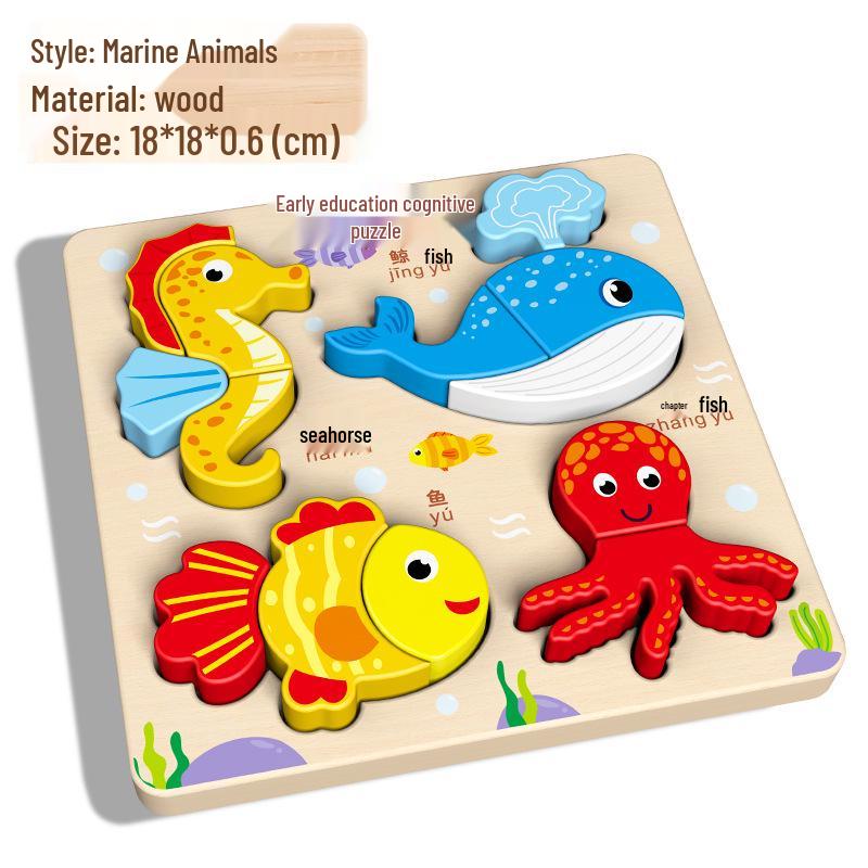3D Wooden Educational Puzzles for Toddlers: Four-in-One Early Learning Toy