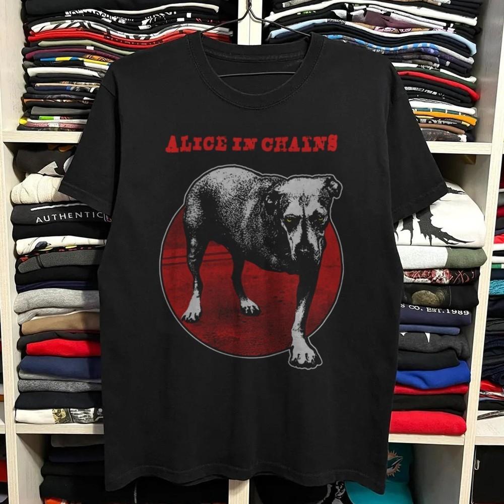 Alice In Chains Band Tripod Dog Album Rock Music Black Cotton Tshirt Size S5XL Unisex T-Shirt