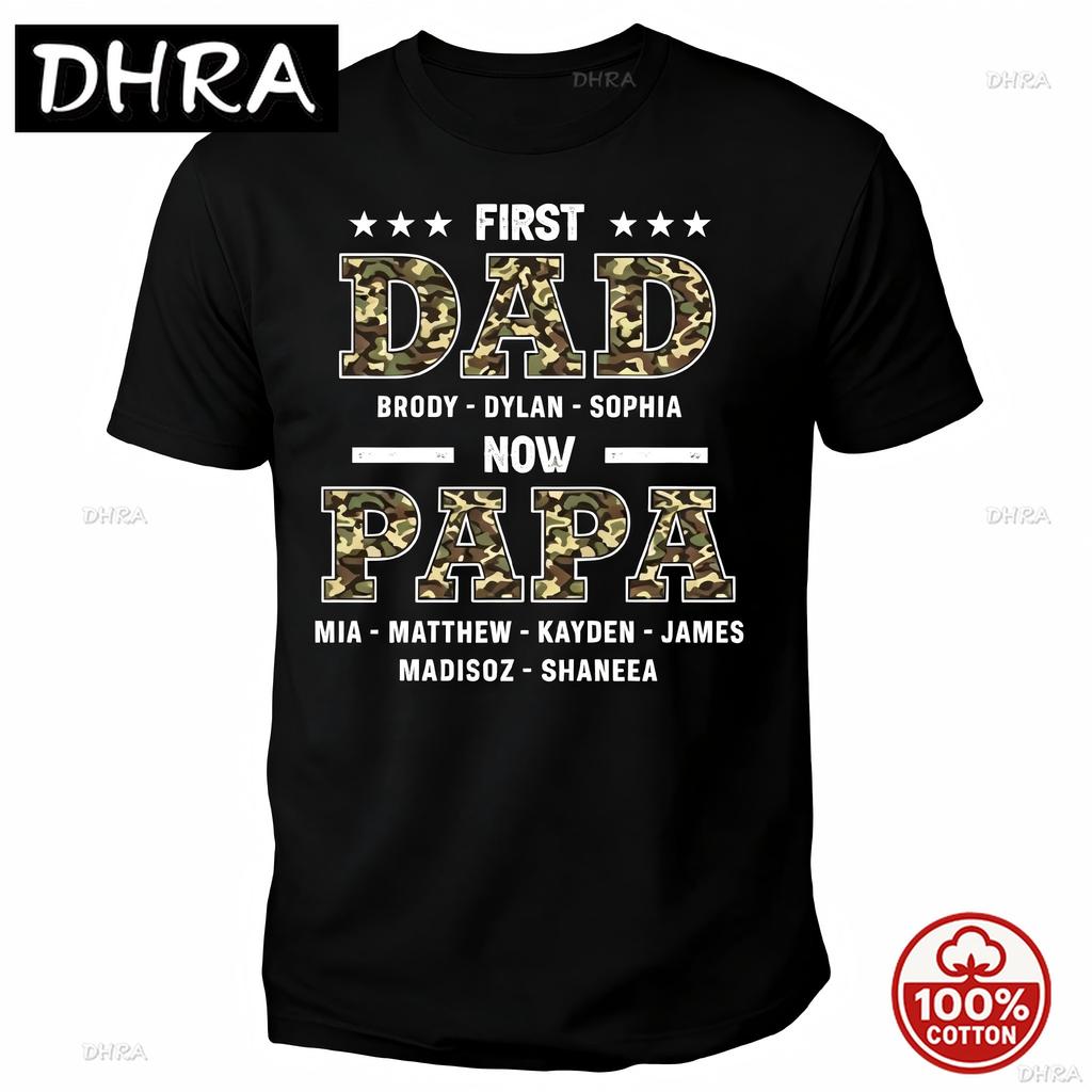 Customized Unisexs Grandpa American Flag Fathers Day 4th Of July First Gift Tshirts For Dad Poppop Pop Papa With Grandkids Names