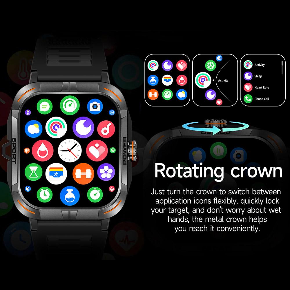 ZW69 AMOLED Screen Smart Watch Dafit App Health Monitor Waterproof Sports Watch with Flashlight