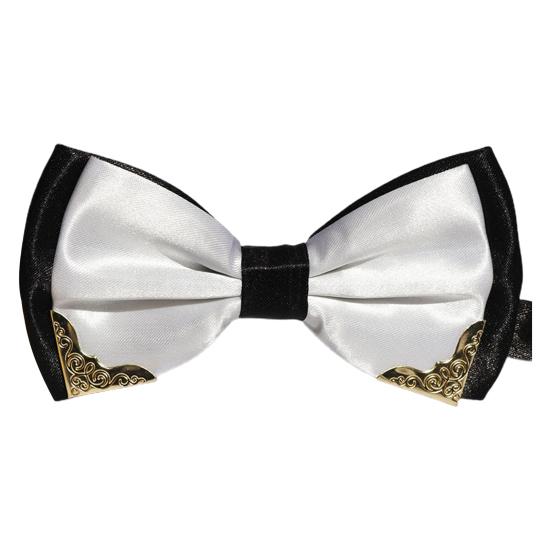 

Men Tie Metal Corner Contrast Color Smooth Good Touch British Style Double Layer Groom Bow Tie Wedding Wear