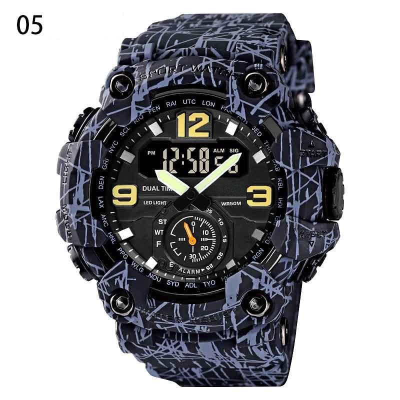 Cool Outdoor Shockproof Plastic Men's Watch Large Dial Sports Pin Buckle Digital Display Synchronous Machine Electronic Watch