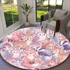 1pc Sweet Animals Harmony Fox Unicorn Printed Chair Rug for Home Office Use, Living Room Kitchen Game Room Round Carpet