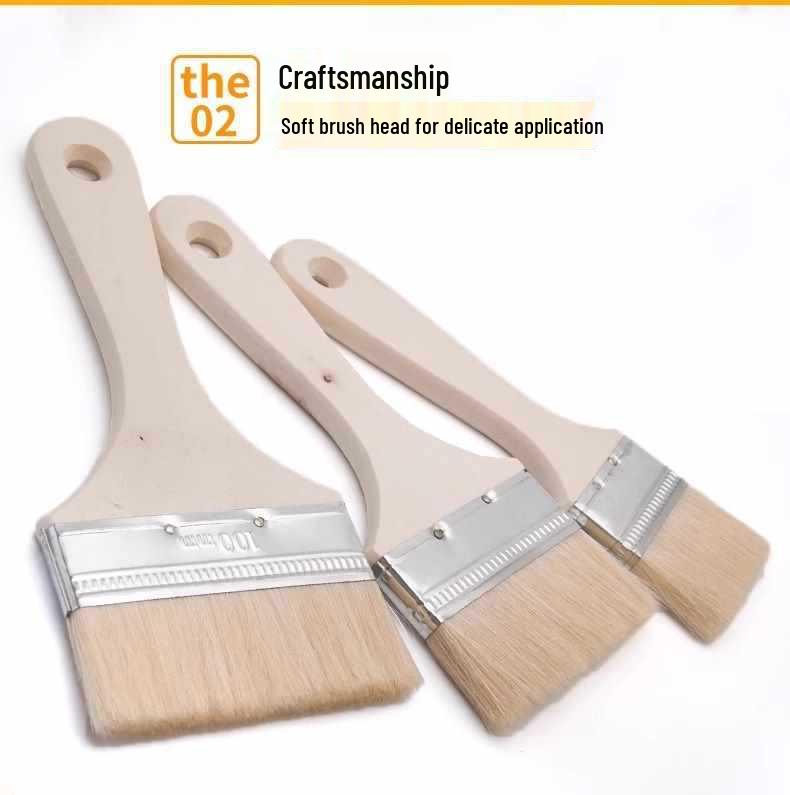 Wool Soft Bristle No-Mark Brush - Ideal for Paint, Coatings, Baking, & BBQ. Non-Shedding Small Brush for Versatile Use.