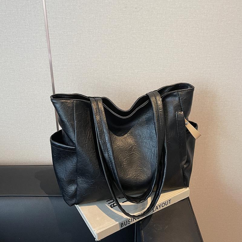 Women's bag large-capacity tote bag new simple and versatile work commuting shoulder bag textured tote bag