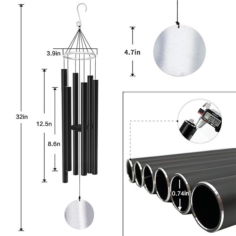 32in Musical Wind Chime Memorial Gift for Pet Loss, Outdoor Courtyard Metal Hanging Ornament