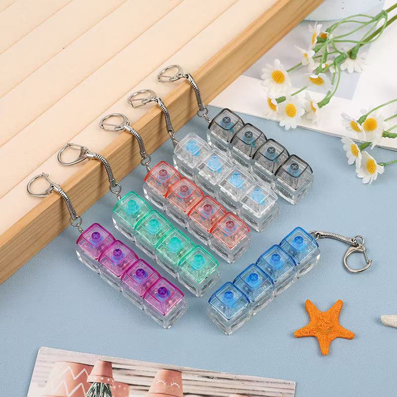 Fully Transparent Mechanical Decompression Test Shaft Press Crisp Hole Hole Hole Keychain With Light Transparent Cap Pendant Keychain transparent