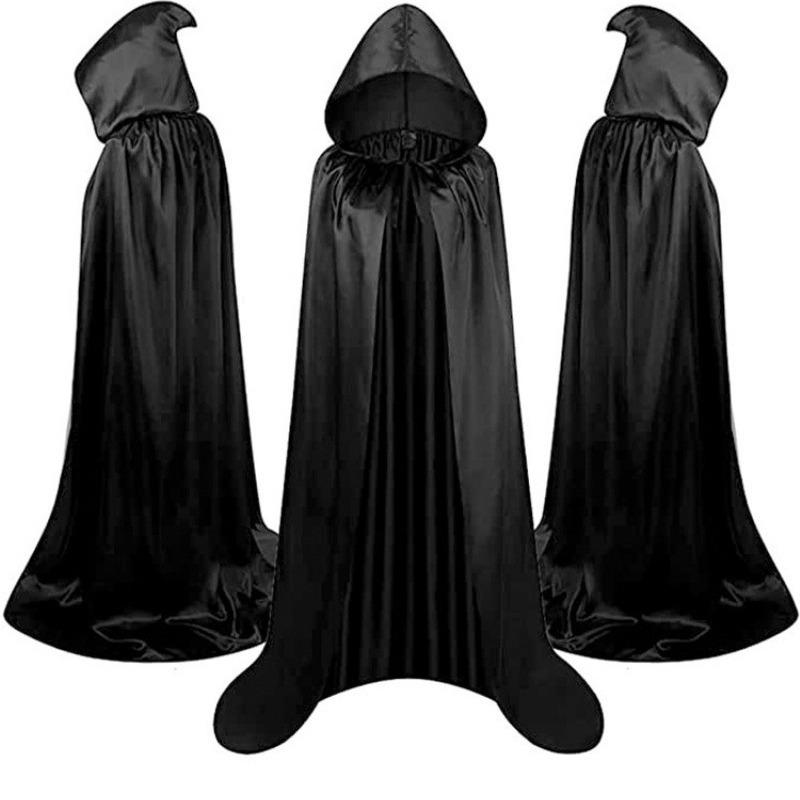 Halloween Grim Reaper Hooded Cloak - Satin Masquerade Party Prop for Adults & Children
