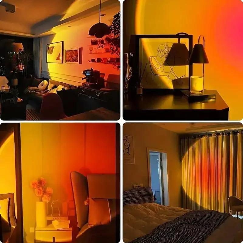 USB LED Light Sunset Ambiance Decorative Night Light Projector Lamp for Bedroom Projection Atmosphere Light Wall Decor Gift