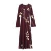 Western Style 2024 Autumn and Winter New Women Clothes Temperament Print Round Neck Long Sleeve Long Dress 8706255