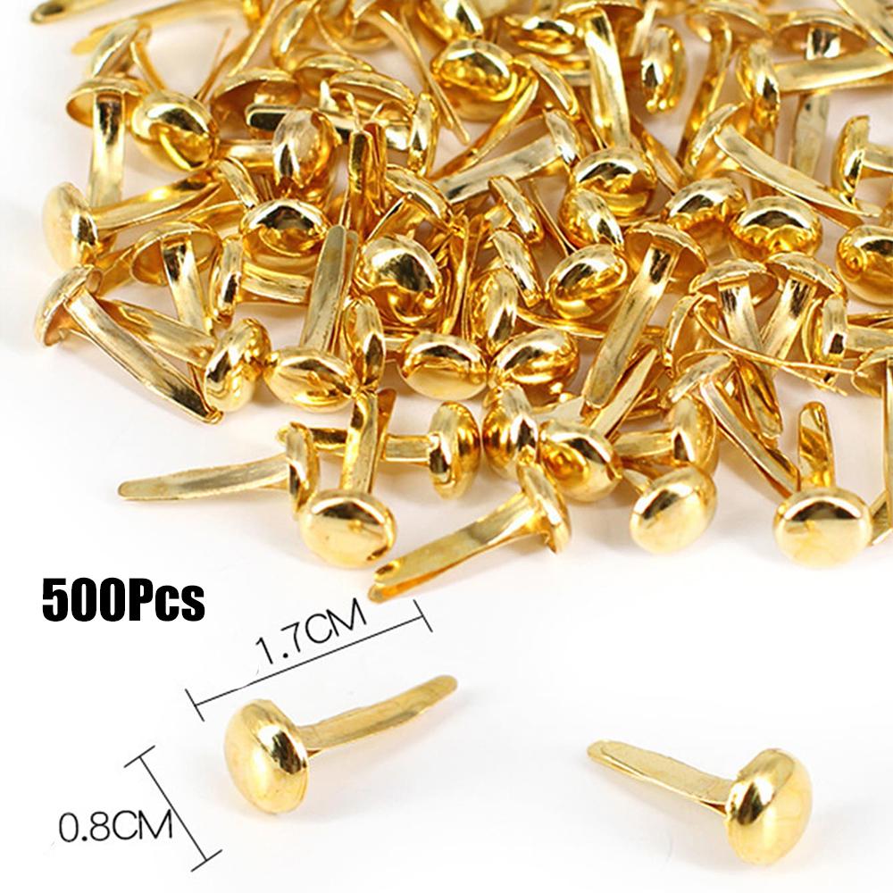 100/200/500Pcs Metal Brads Pin Fasteners Gold Mini Split Pins for Paper Crafts Art Decorative Scrapbooking School Projects