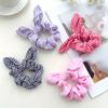 1pc Plaid Fabric Hair Scrunchie Elastic, No-Damage Ponytail Holder with Sweet Cat Ears Design Vintage Style Hair Accessories