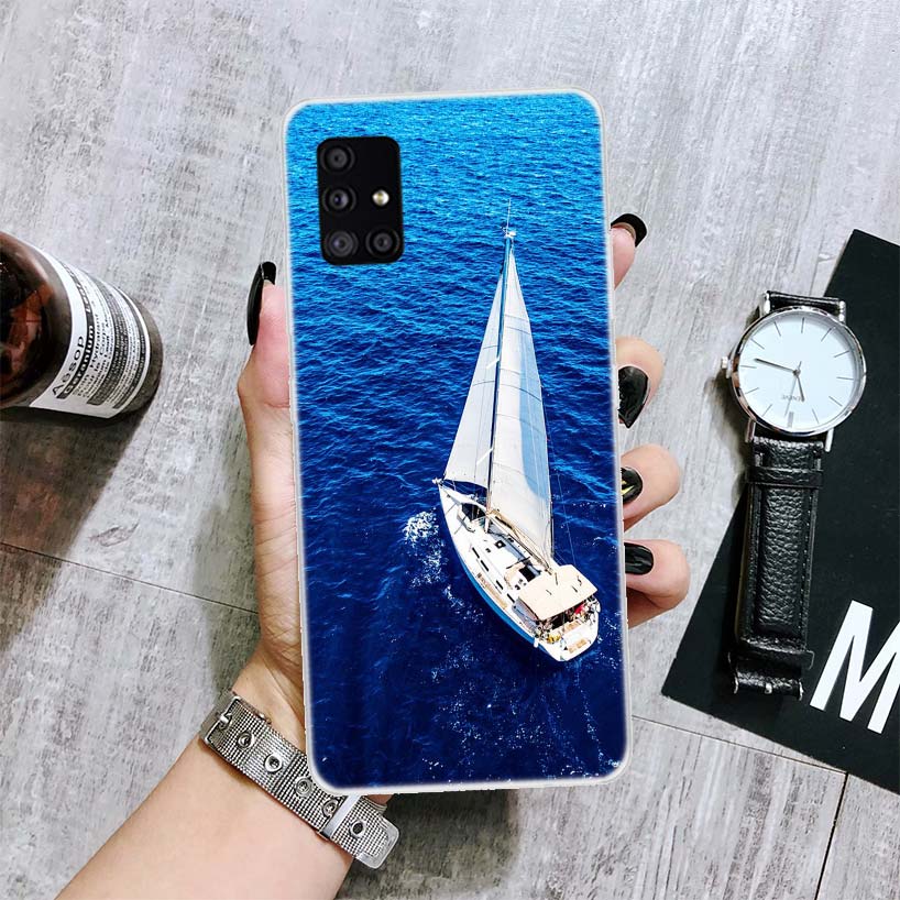 Sailing Boat Phone Case For Samsung Galaxy A14 A15 A13 A12 A54 A55 A53 A52 A04S A24 A25 A23 A22 A34 A35 A33 A32 A03S A02S Case F