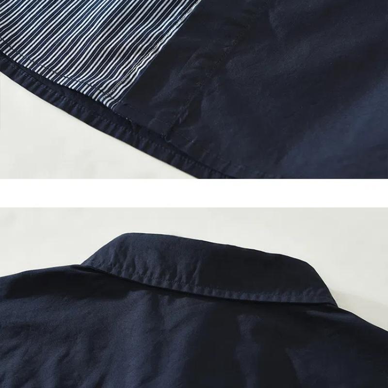 Koreanische Mode für Männer Hemden Slim Fit Frühling und Sommer Street Style Patchwork Langarm Casual Shirts Jugend Männer Kleidung