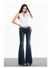 Jeans Micro-Flare a Vita Bassa Yi Mengling - Pantaloni Flare Elasticizzati Lavati da Donna, Primavera/Autunno