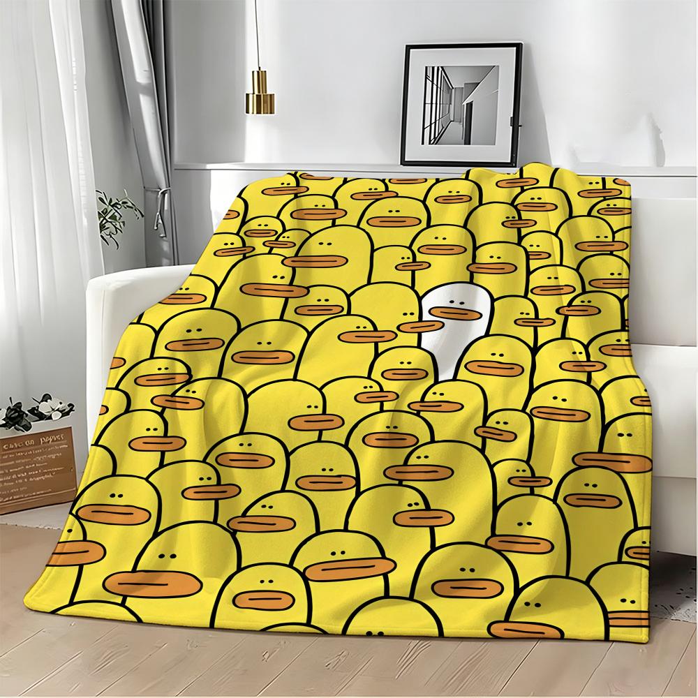 Cute Cartoon Ducks Throw Lightweight 240G Flannel Blanket Soft Skin-Friendly For Summer Cooling
