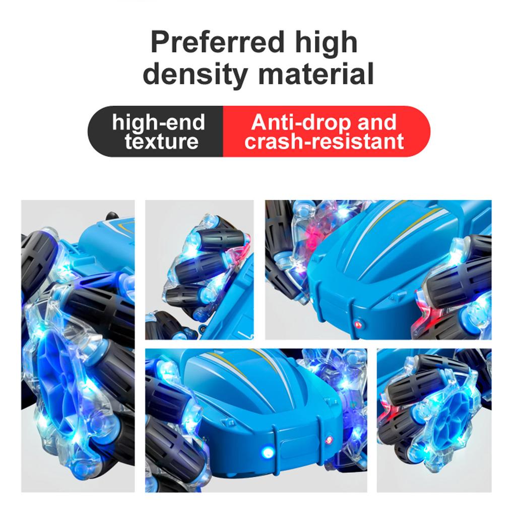 M2 2.4G LED Stunt Car 4 Wheel Drive Anti Interference Remote Control Car With Double Sided Led Lights 3.7V 500mAh for Kids Over 6 Years Old