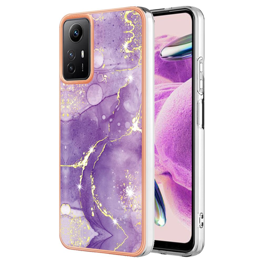 For Xiaomi Redmi Note 12S 4G TPU Case with IMD Marble Pattern Electroplated Back Cover