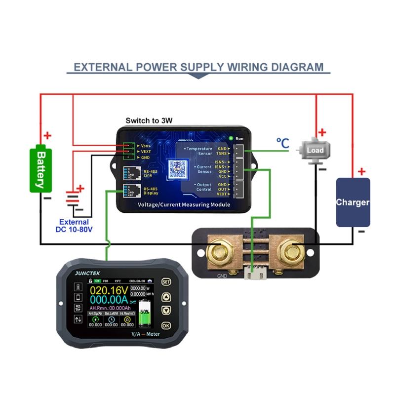 Multipurpose Battery Coulometer Voltage Current Tester Temperature Meter KW Display App Control Real-time Monitor