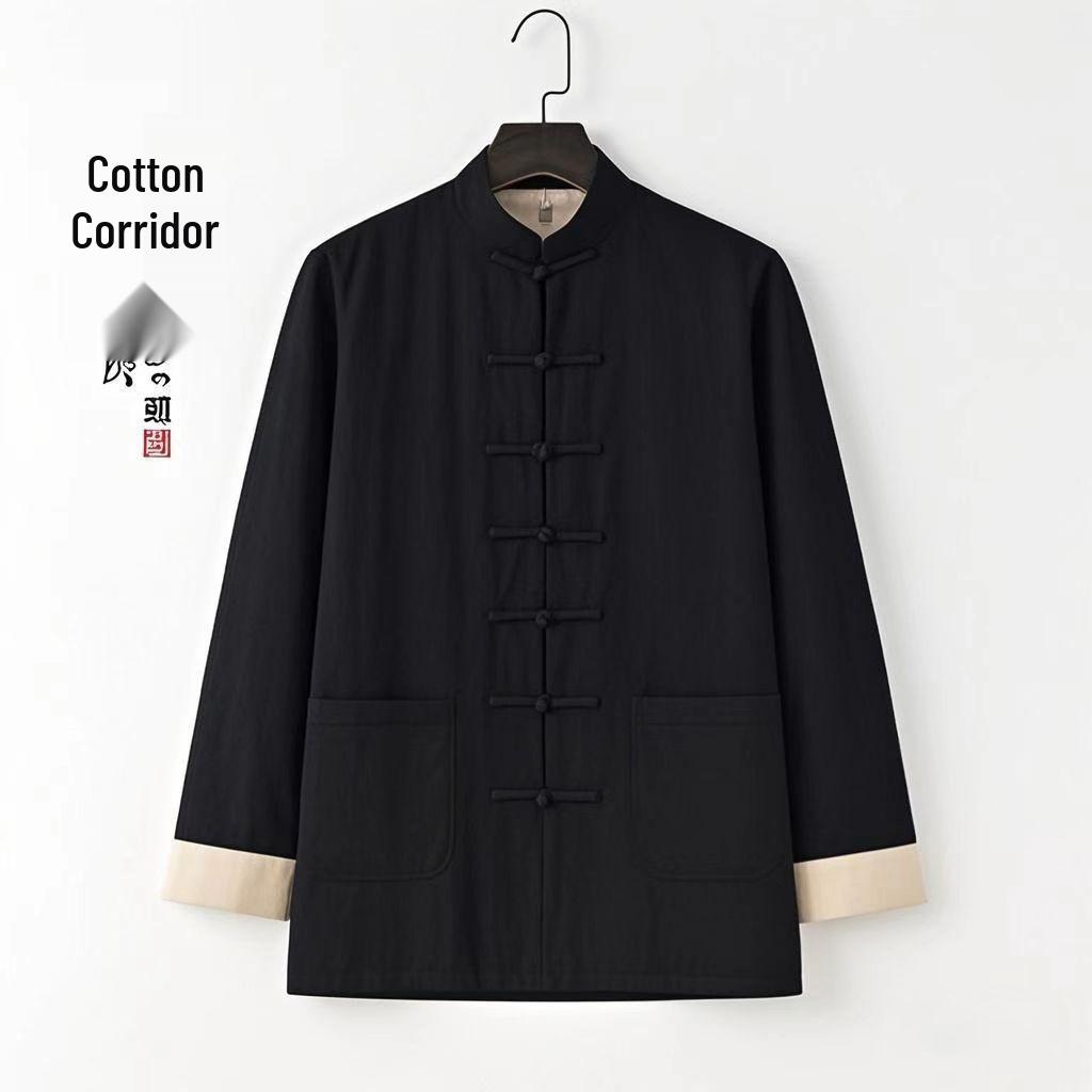 Men's Cotton Linen Tang Suit Jacket - Double-Layer, Chinese Style for All Seasons