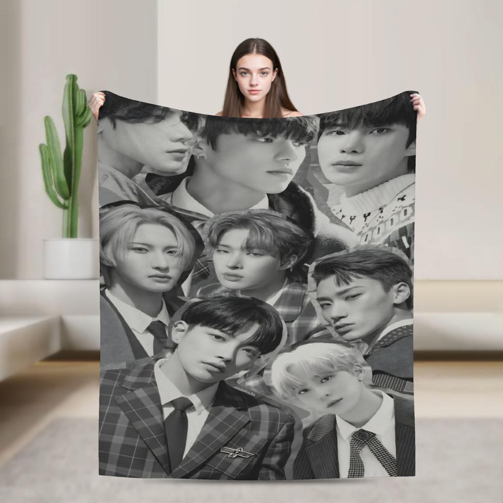 Seonghwa Kpop Ateez Band Plush Blanket Child Flannel Throw Blanket For Outdoor Warm Soft Custom Quality Bedspread Gift