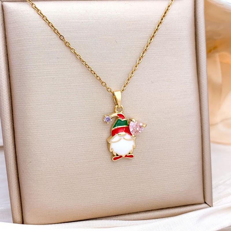 Christmas Necklace Women Titanium Steel Festive Design Trendy Accessory