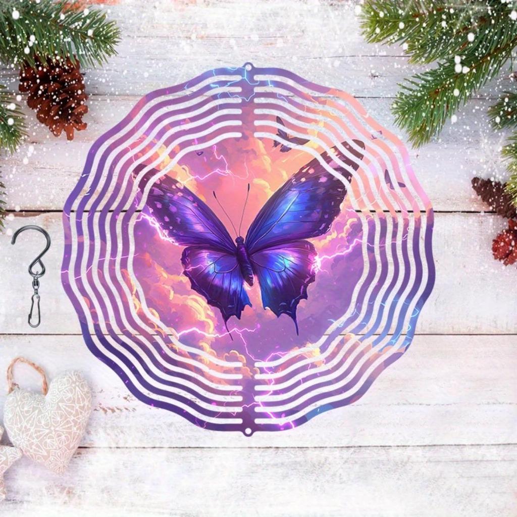Colorful Metal Butterfly Wind Spinner with Floral Design for Outdoor Garden Yard Decor Hanging Windmill Infinite Rotation Home Decoration