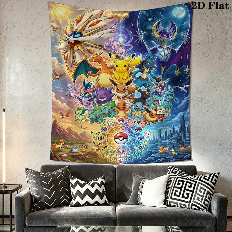 Pokémon Egg Hatch Wall Hanging Printed Fabric Blanket Decorative Tapestries for Bedroom Living Room Home Decor