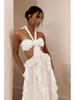 European & American 2026 Women's Elegant Chiffon Ruffle Slit Long Dress