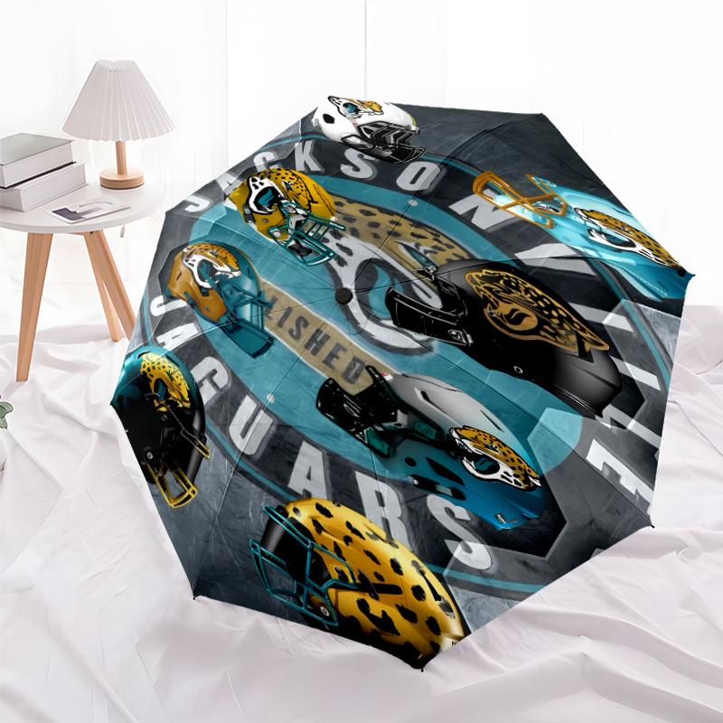 Printed Jacksonville Jaguars logo Folding Umbrella,Outdoor,Leisure,And Travel Umbrella,Durable Umbrella Fabric,Birthday And Holiday Gift